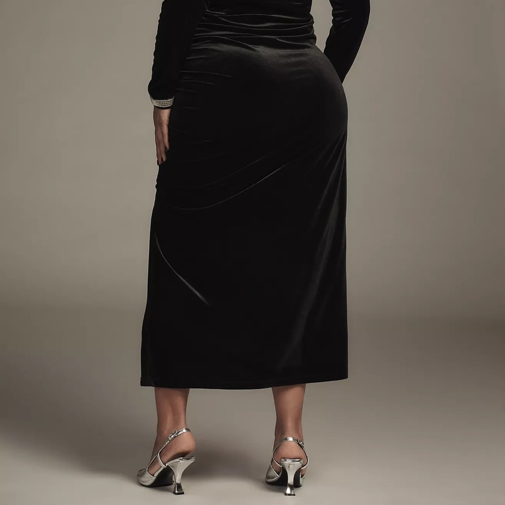 Anthropologie The Maya Ruched Cowl-Neck Dress: Velvet Long-Sleeve Edition - Picture 14 of 16